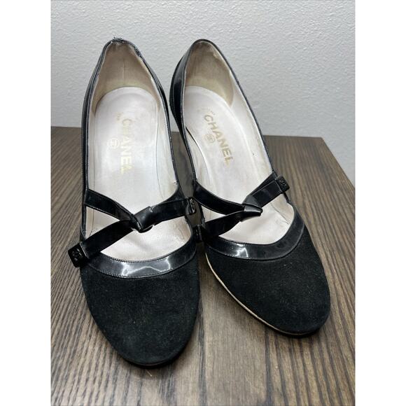 CHANEL COCO Chanel Classic 2 Tone Mary Jane Stilettos Heels Womens EU 37.5 7.5 - Picture 2 of 16